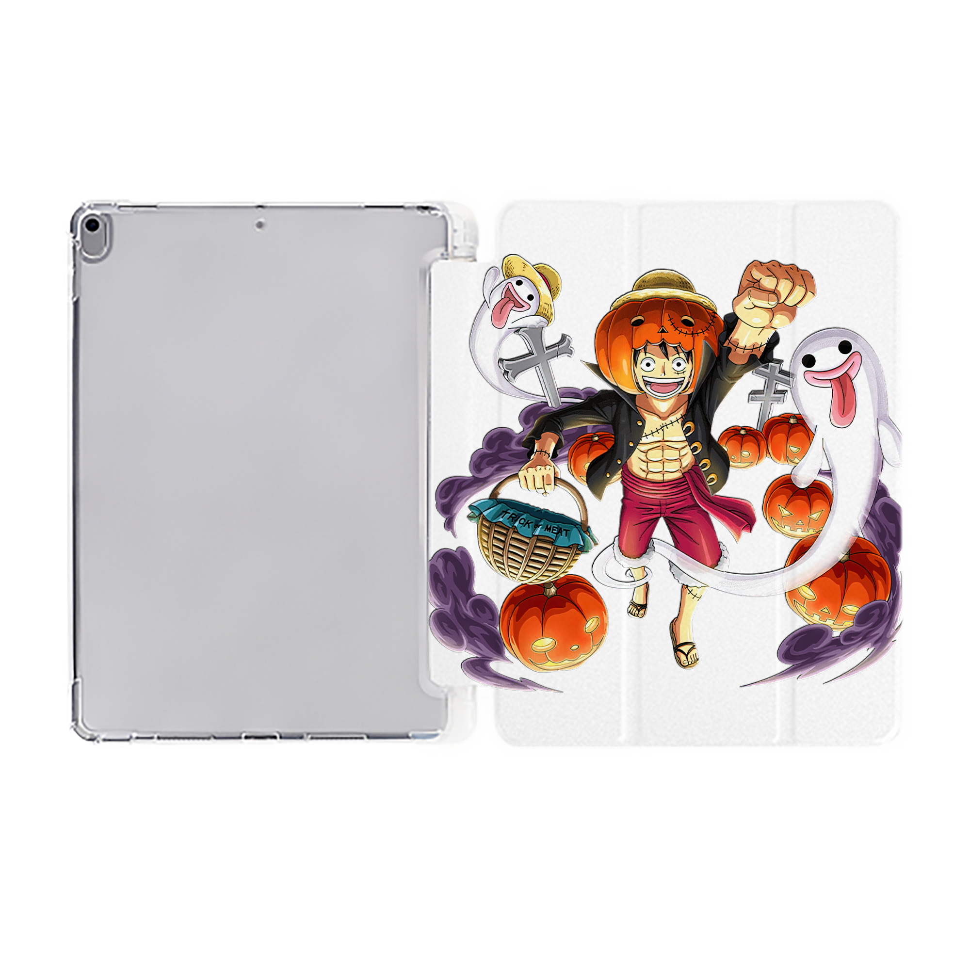 （画像用） ワンピース モンキー・D・ルフィ ONE PIECE Monkey D. Luffy IPad ケース ペン収納付き 三つ折りスタンド PUレザー×シリコン 対応機種9.5/10.5/10.9インチ